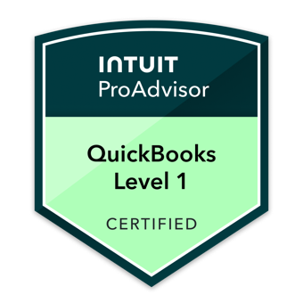 Certified QuickBooks ProAdvisor (Intuit QuickBooks Certification Level 1) badge